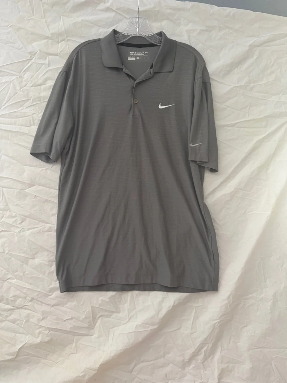 Nike Men’s Gray Golf Polo with White Swoosh